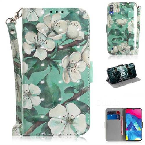 Watercolor Flower 3D Painted Leather Wallet Phone Case for Samsung Galaxy M10