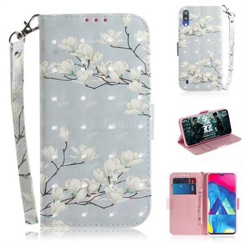 Magnolia Flower 3D Painted Leather Wallet Phone Case for Samsung Galaxy M10