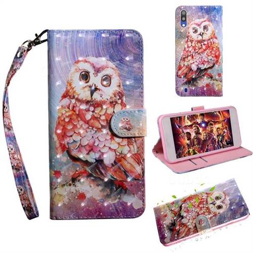 Colored Owl 3D Painted Leather Wallet Case for Samsung Galaxy M10