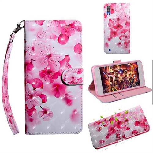 Peach Blossom 3D Painted Leather Wallet Case for Samsung Galaxy M10