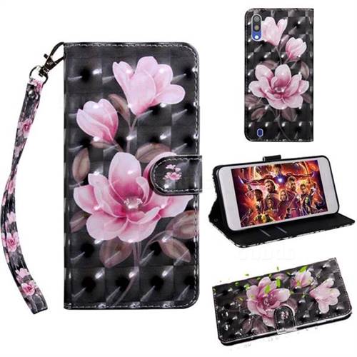 Black Powder Flower 3D Painted Leather Wallet Case for Samsung Galaxy M10