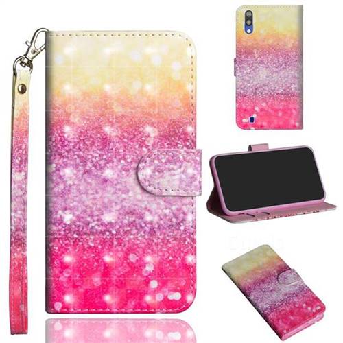 Gradient Rainbow 3D Painted Leather Wallet Case for Samsung Galaxy M10