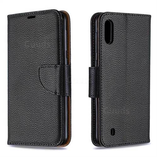 Classic Luxury Litchi Leather Phone Wallet Case for Samsung Galaxy M10 - Black