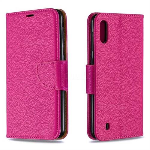 Classic Luxury Litchi Leather Phone Wallet Case for Samsung Galaxy M10 - Rose