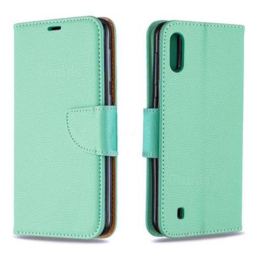 Classic Luxury Litchi Leather Phone Wallet Case for Samsung Galaxy M10 - Green