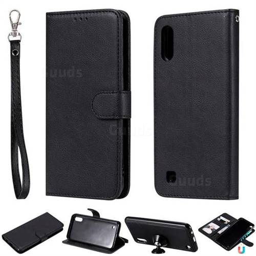 Retro Greek Detachable Magnetic PU Leather Wallet Phone Case for Samsung Galaxy M10 - Black