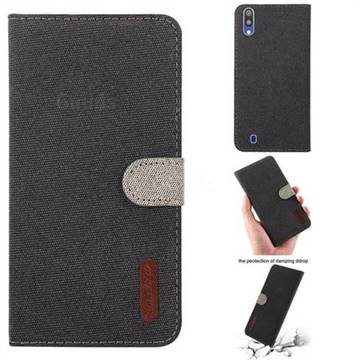 Linen Cloth Pudding Leather Case for Samsung Galaxy M10 - Black