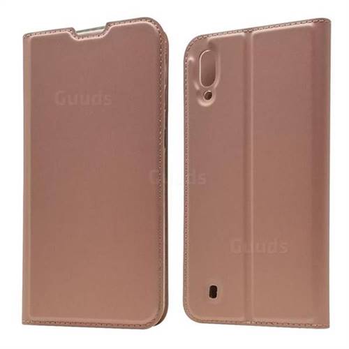 Ultra Slim Card Magnetic Automatic Suction Leather Wallet Case for Samsung Galaxy M10 - Rose Gold