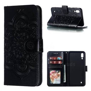 Intricate Embossing Datura Solar Leather Wallet Case for Samsung Galaxy M10 - Black