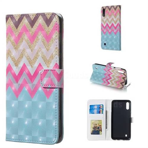 Color Wave 3D Painted Leather Phone Wallet Case for Samsung Galaxy M10