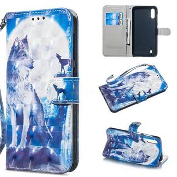 Ice Wolf 3D Painted Leather Wallet Phone Case for Samsung Galaxy M10