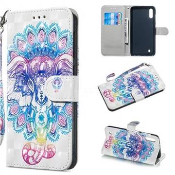 Colorful Elephant 3D Painted Leather Wallet Phone Case for Samsung Galaxy M10