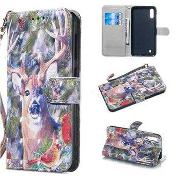 Elk Deer 3D Painted Leather Wallet Phone Case for Samsung Galaxy M10
