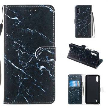 Black Marble Smooth Leather Phone Wallet Case for Samsung Galaxy M10