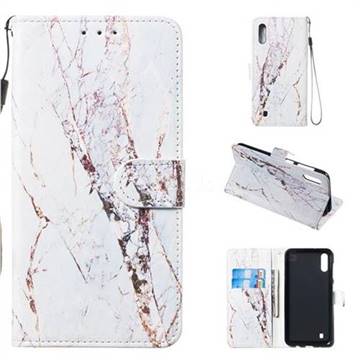 White Marble Smooth Leather Phone Wallet Case for Samsung Galaxy M10