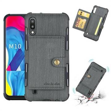 Brush Multi-function Leather Phone Case for Samsung Galaxy M10 - Gray