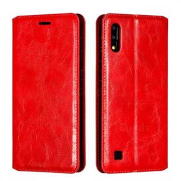 Retro Slim Magnetic Crazy Horse PU Leather Wallet Case for Samsung Galaxy M10 - Red