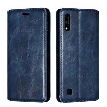 Retro Slim Magnetic Crazy Horse PU Leather Wallet Case for Samsung Galaxy M10 - Blue