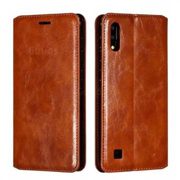 Retro Slim Magnetic Crazy Horse PU Leather Wallet Case for Samsung Galaxy M10 - Brown