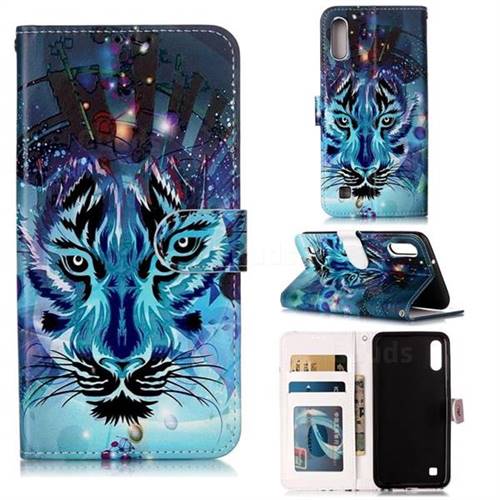 Ice Wolf 3D Relief Oil PU Leather Wallet Case for Samsung Galaxy M10