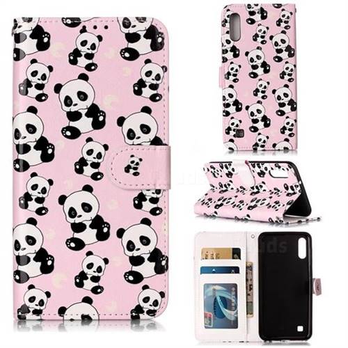 Cute Panda 3D Relief Oil PU Leather Wallet Case for Samsung Galaxy M10