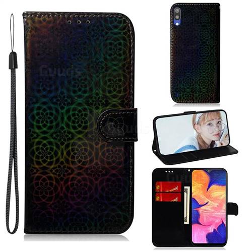 Laser Circle Shining Leather Wallet Phone Case for Samsung Galaxy M10 - Black