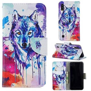 Watercolor Wolf Leather Wallet Case for Samsung Galaxy M10