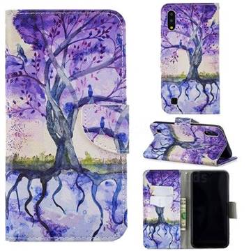 Purple Tree Leather Wallet Case for Samsung Galaxy M10