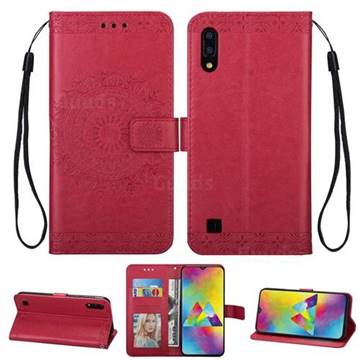 Intricate Embossing Totem Flower Leather Wallet Case for Samsung Galaxy M10 - Red