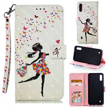 Flower Girl 3D Painted Leather Phone Wallet Case for Samsung Galaxy M10