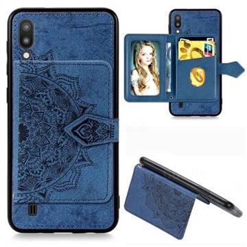 Mandala Flower Cloth Multifunction Stand Card Leather Phone Case for Samsung Galaxy M10 - Blue