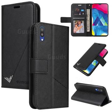 GQ.UTROBE Right Angle Silver Pendant Leather Wallet Phone Case for Samsung Galaxy M10 - Black