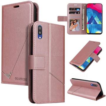 GQ.UTROBE Right Angle Silver Pendant Leather Wallet Phone Case for Samsung Galaxy M10 - Rose Gold