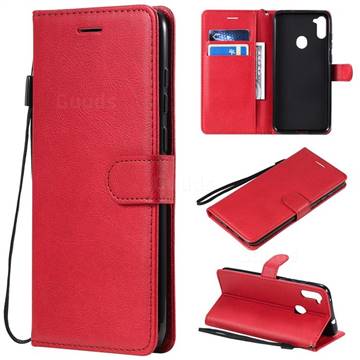 Retro Greek Classic Smooth PU Leather Wallet Phone Case for Samsung Galaxy M11 - Red
