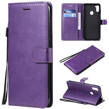 Retro Greek Classic Smooth PU Leather Wallet Phone Case for Samsung Galaxy M11 - Purple
