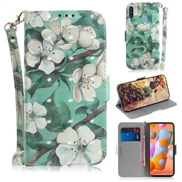 Watercolor Flower 3D Painted Leather Wallet Phone Case for Samsung Galaxy M11