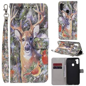 Elk Deer 3D Painted Leather Wallet Phone Case for Samsung Galaxy M11