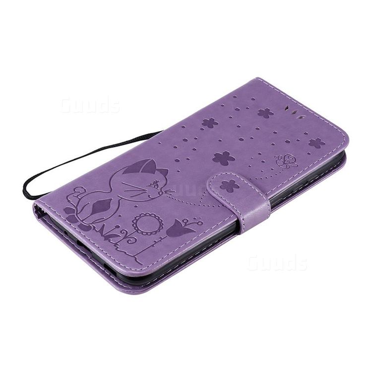 Embossing Bee and Cat Leather Wallet Case for Samsung Galaxy M11