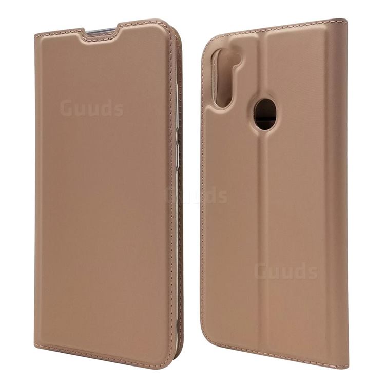 Ultra Slim Card Magnetic Automatic Suction Leather Wallet Case for Samsung Galaxy M11 - Rose Gold