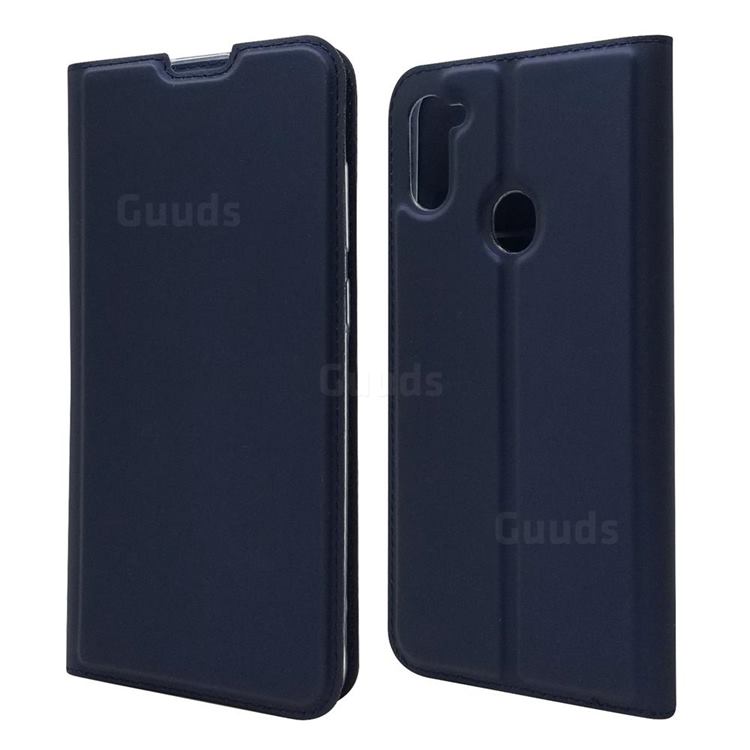 Ultra Slim Card Magnetic Automatic Suction Leather Wallet Case for Samsung Galaxy M11 - Royal Blue