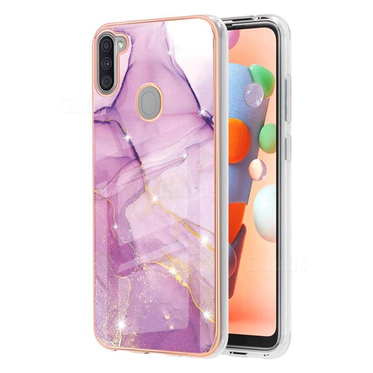 Dream Violet Electroplated Gold Frame 2.0 Thickness Plating Marble IMD Soft Back Cover for Samsung Galaxy M11