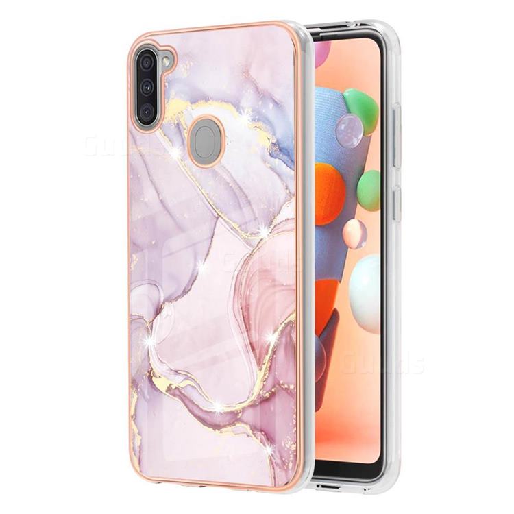 Rose Gold Dancing Electroplated Gold Frame 2.0 Thickness Plating Marble IMD Soft Back Cover for Samsung Galaxy M11