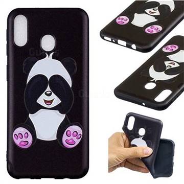 Lovely Panda 3D Embossed Relief Black Soft Back Cover for Samsung Galaxy M20