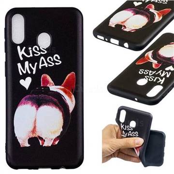 Lovely Pig Ass 3D Embossed Relief Black Soft Back Cover for Samsung Galaxy M20