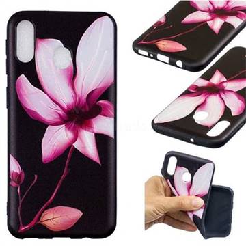 Lotus Flower 3D Embossed Relief Black Soft Back Cover for Samsung Galaxy M20