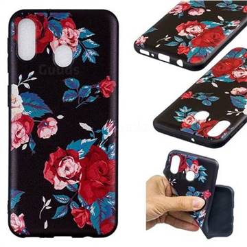 Safflower 3D Embossed Relief Black Soft Back Cover for Samsung Galaxy M20