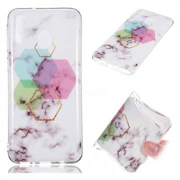 Hexagonal Soft TPU Marble Pattern Phone Case for Samsung Galaxy M20