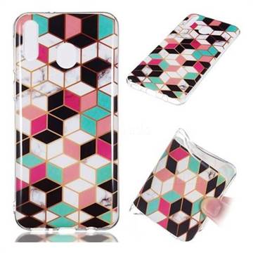 Three-dimensional Square Soft TPU Marble Pattern Phone Case for Samsung Galaxy M20