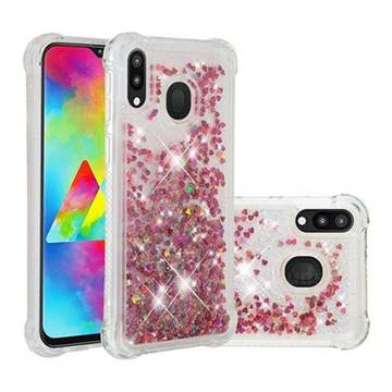 Dynamic Liquid Glitter Sand Quicksand TPU Case for Samsung Galaxy M20 - Rose Gold Love Heart