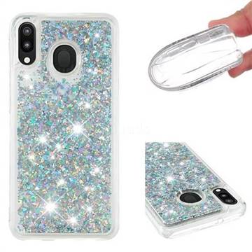 Dynamic Liquid Glitter Quicksand Sequins TPU Phone Case for Samsung Galaxy M20 - Silver